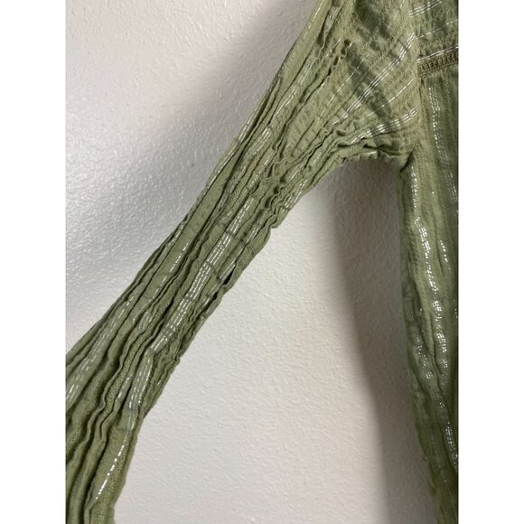 Anthropologie Green Pintuck Shirt Dress Button Up Long Sleeve Women size Small - Picture 12 of 16
